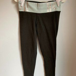 Baby Blue Band on Black Leggings